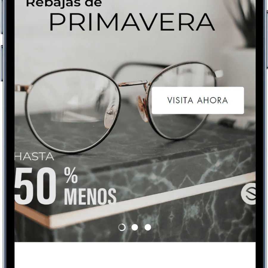 Sitio de Snellen Vision (Óptica) mostrado en dispositivo